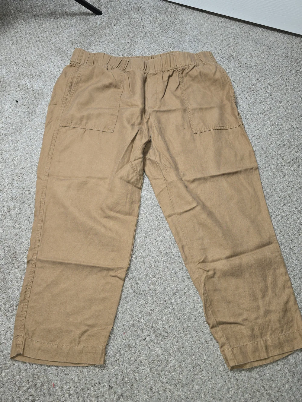 Banana Republic Women's Tan Tapered Cropped Linen Blend Pants Size XL